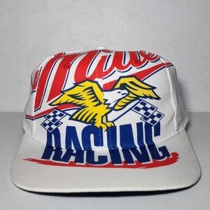 Vintage 90s Miller Racing Nascar Hat Cap Snapback We Race For Beer 🔥